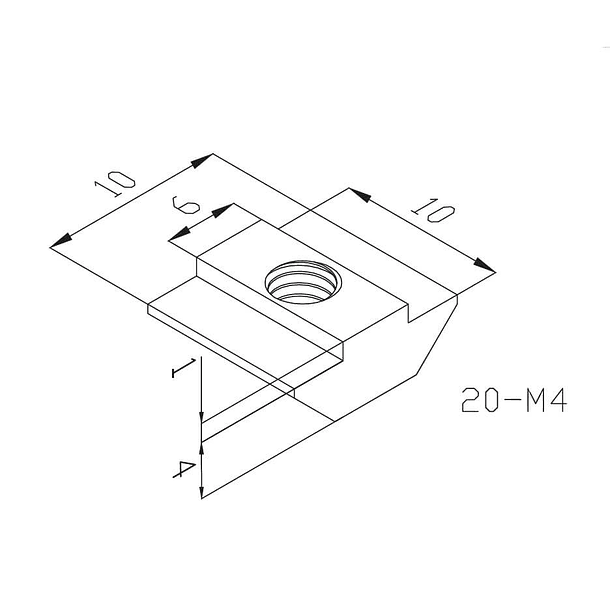 Tuerca  corrediza M4 Tslot 20mm (Pack 25 unds) 2