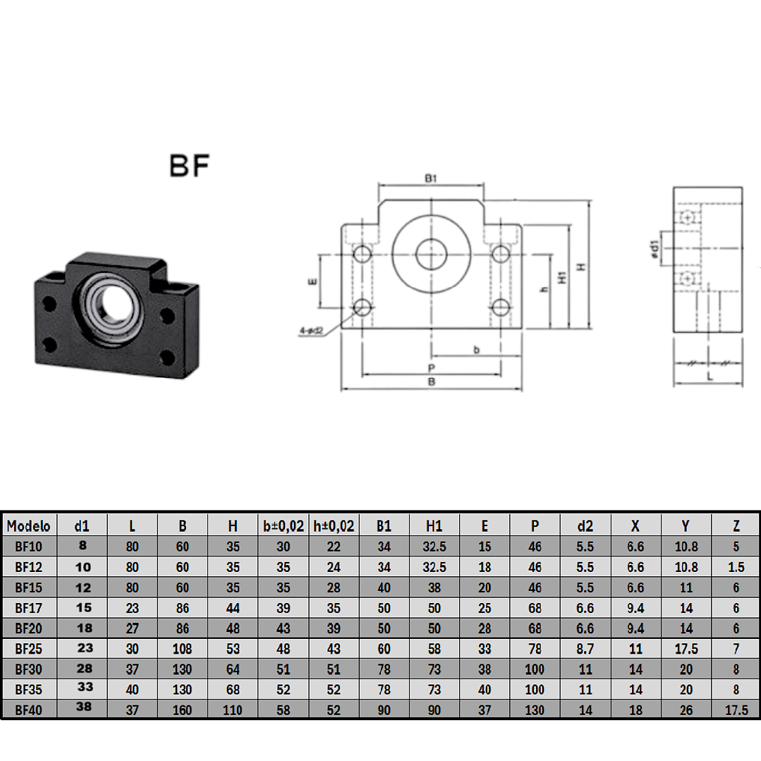 BF15 Soporte de extremo para tornillo de bolas 2