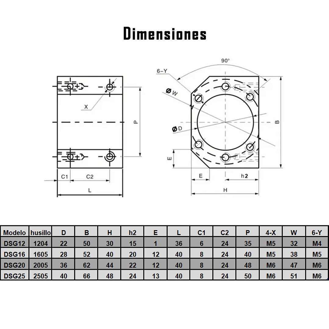 Kit Husillo hilo roscado SFU2005-2500 mm 4