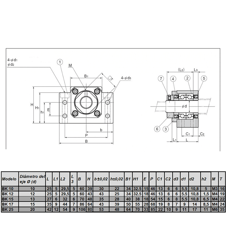 BK25 Soporte de extremo para tornillo de bolas 2