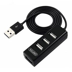 Mini HUB 4 puertos USB 2.0 color negro con cable de 80 cm / mod. Y-2140 - Image 1
