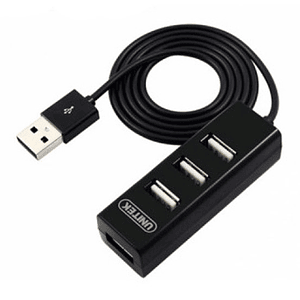 Mini HUB 4 puertos USB 2.0 color negro con cable de 80 cm / mod. Y-2140