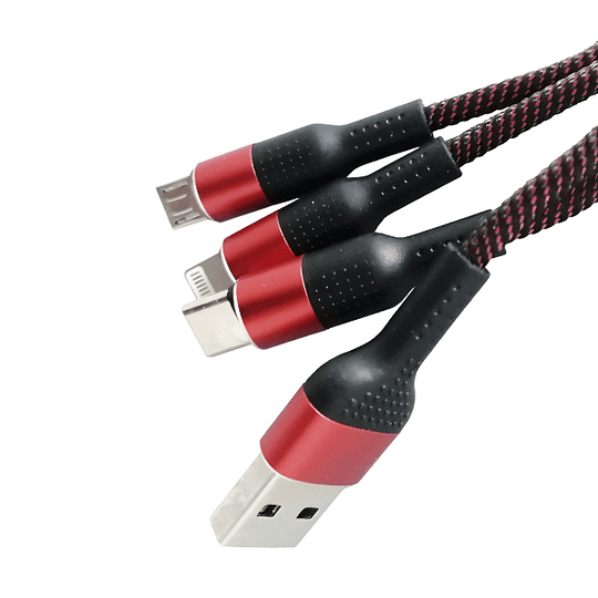 Cable de carga rápida 3 en 1 de 2,4amp (lightning, USB C y m