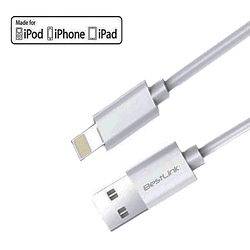 Cable Lightning de 2,4Amp certificado MFI iPhone, color blanco, 1,5 metros - Image 1