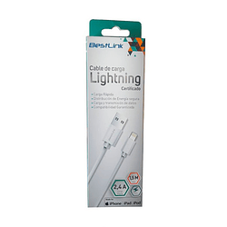 Cable Lightning de 2,4Amp certificado MFI iPhone, color blanco, 1,5 metros - Image 2