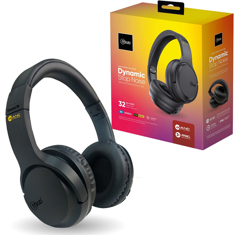 MLAB AUDIFONO ANC BLUETOOTH TIPO C DINÁMICO STOP RUIDO NEGRO 3