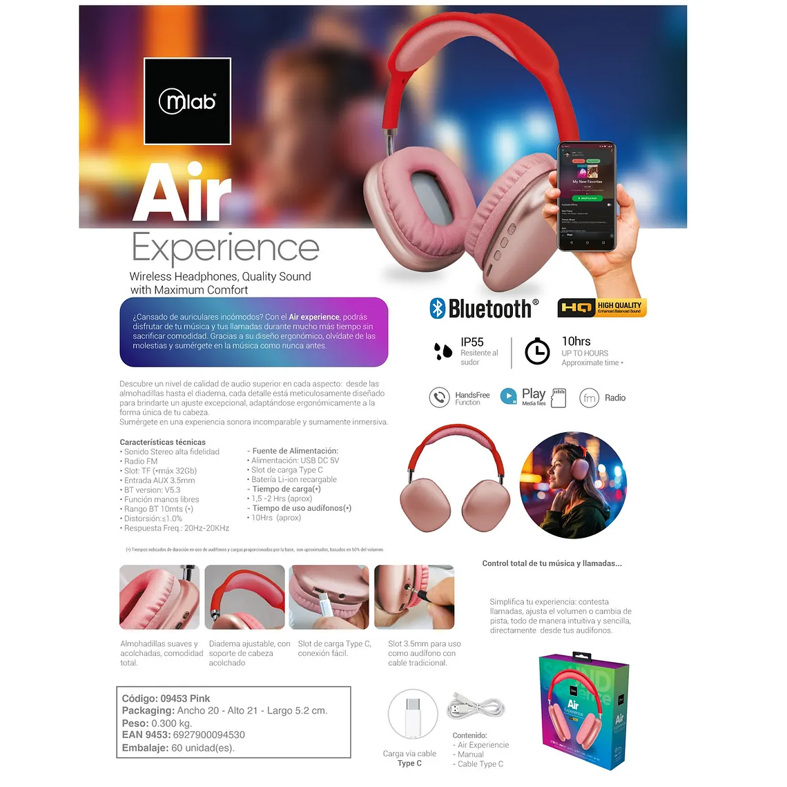 AURICULARES MLAB AUDIFONO BLUETOOTH AIR-EXPERIENCE 11