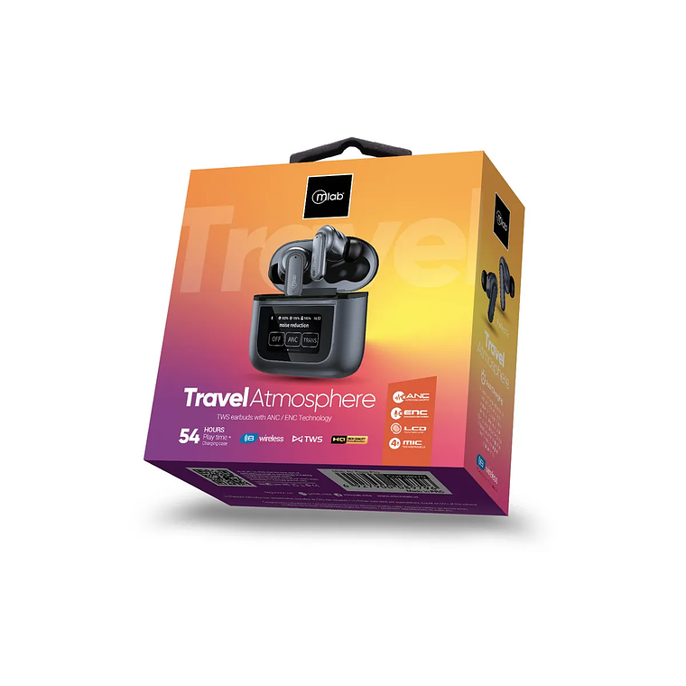 MLAB AUDIFONO TWS ANC + ENC TRAVEL ATMOSPHERE TOUCH SCREEN PRO 5