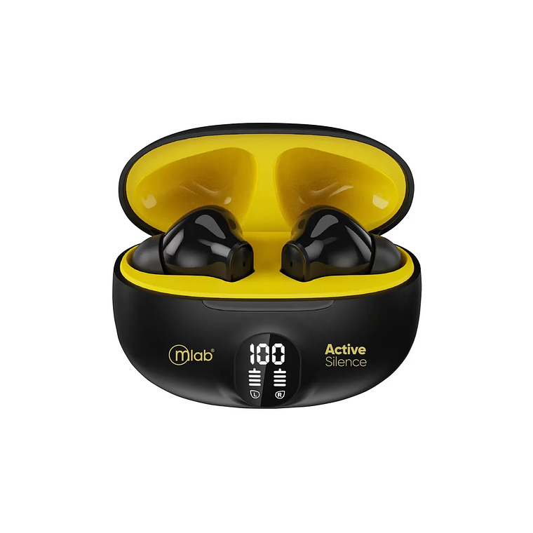 MLAB AUDIFONO TWS ANC + ENC ACTIVE SILENCE STRONG NEGRO/AMARILLO 1
