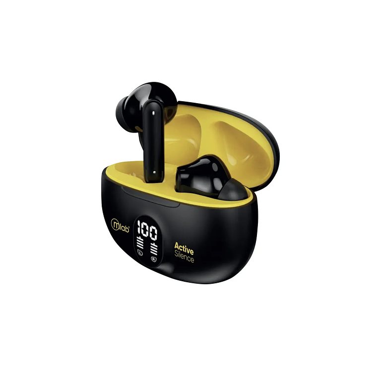 MLAB AUDIFONO TWS ANC + ENC ACTIVE SILENCE STRONG NEGRO/AMARILLO 2