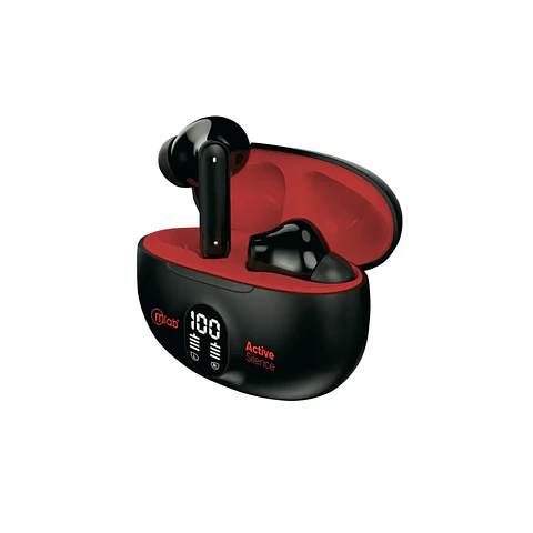 MLAB AUDIFONO TWS ANC + ENC ACTIVE SILENCE STRONG NEGRO/ROJO