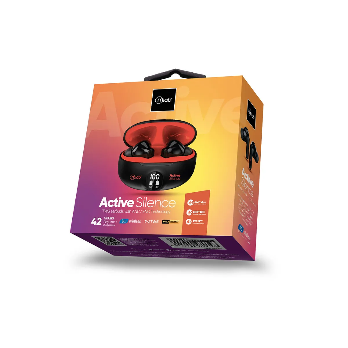 MLAB AUDIFONO TWS ANC + ENC ACTIVE SILENCE STRONG NEGRO/ROJO 3