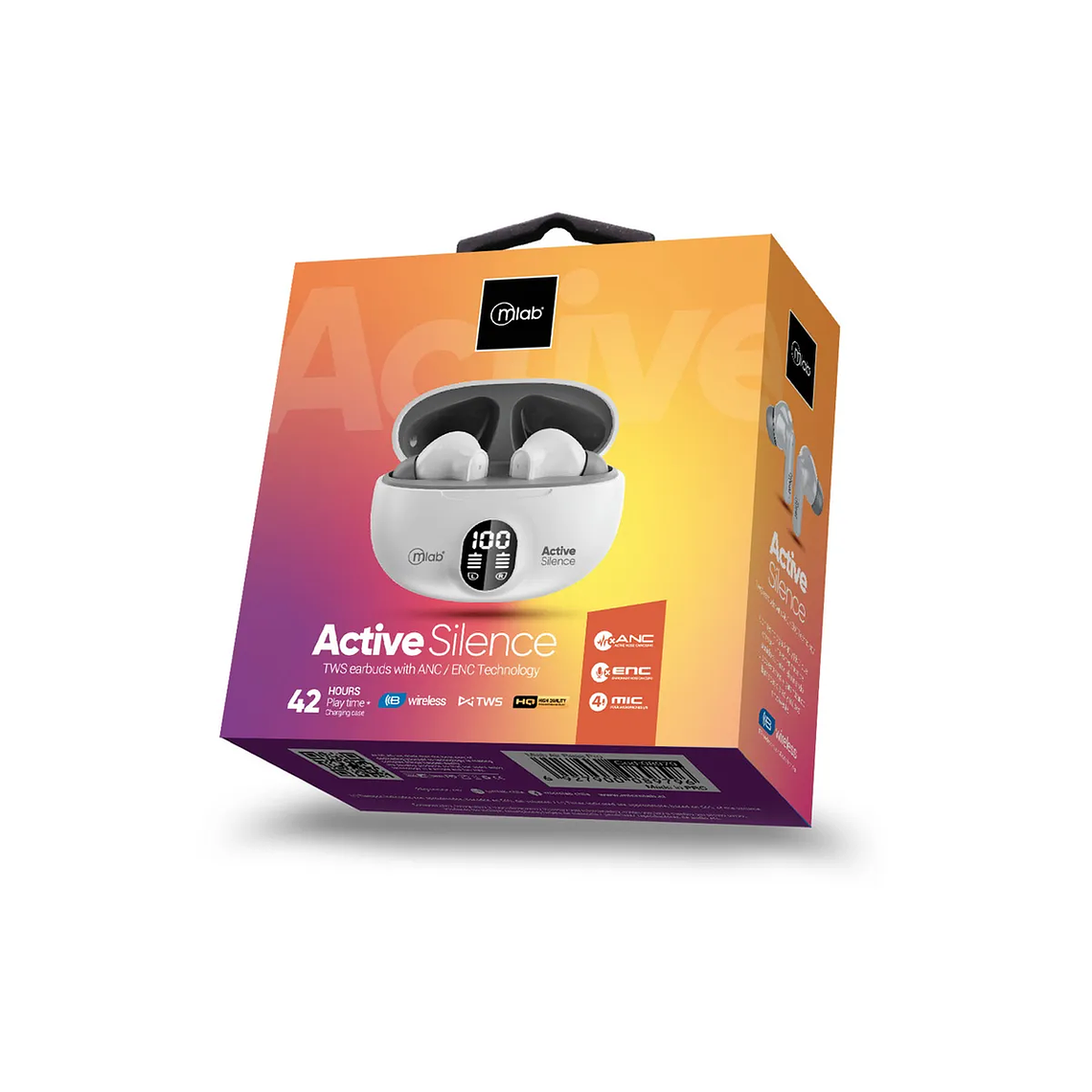 MLAB AUDIFONO TWS ANC + ENC ACTIVE SILENCE STRONG BLANCO/GRIS 3