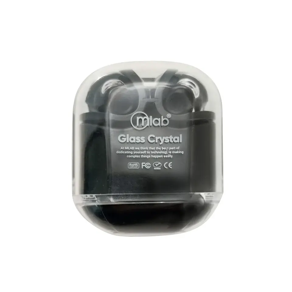 AUDIFONO MLAB TWS CRYSTAL + ESTUCHE DE SILICONA NEGRO  3