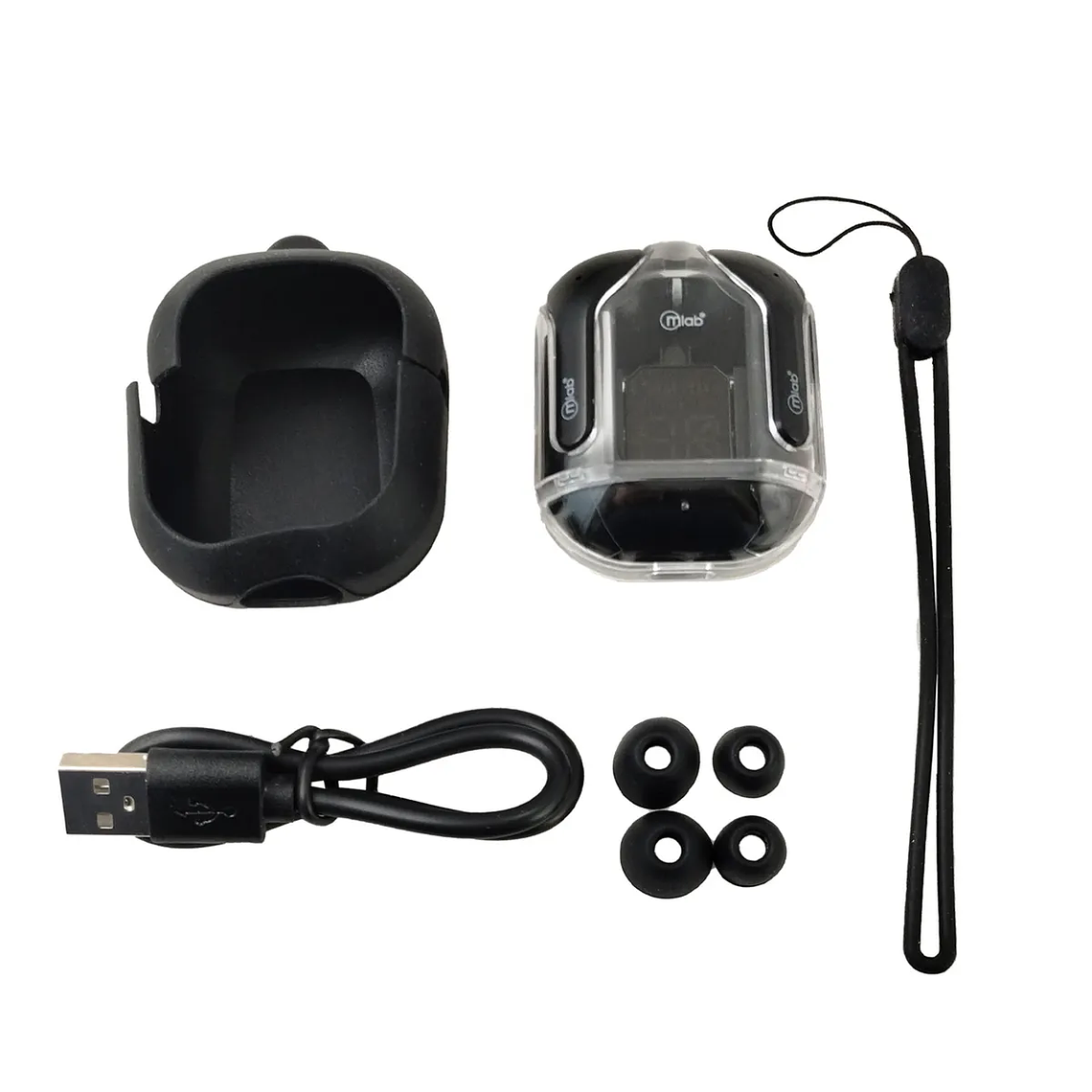 AUDIFONO MLAB TWS CRYSTAL + ESTUCHE DE SILICONA NEGRO  4
