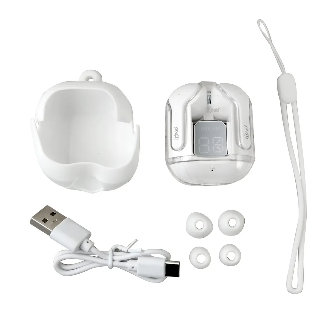 AUDIFONO MLAB TWS CRYSTAL + ESTUCHE DE SILICONA BLANCO 3