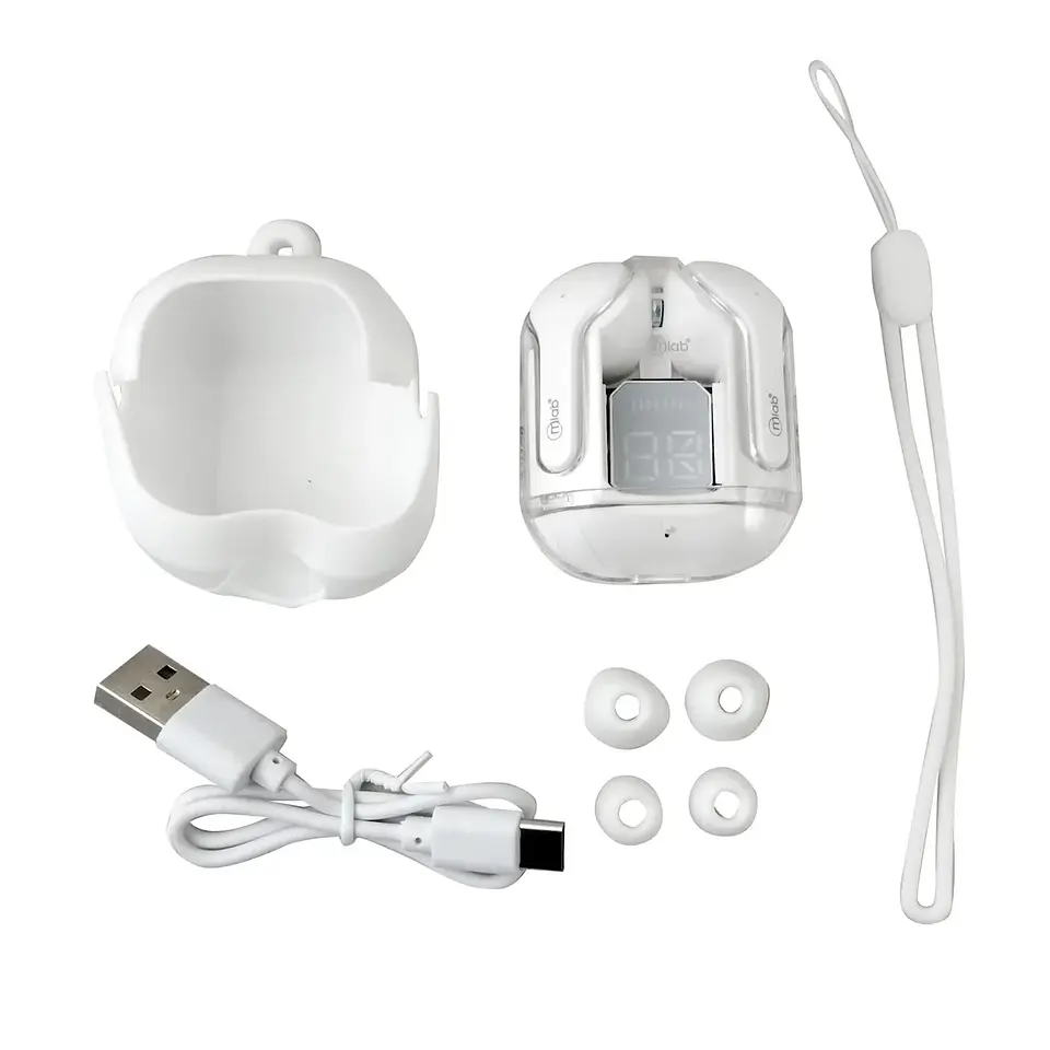 AUDIFONO MLAB TWS CRYSTAL + ESTUCHE DE SILICONA BLANCO 3