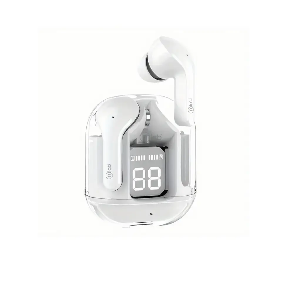 AUDIFONO MLAB TWS CRYSTAL + ESTUCHE DE SILICONA BLANCO 1