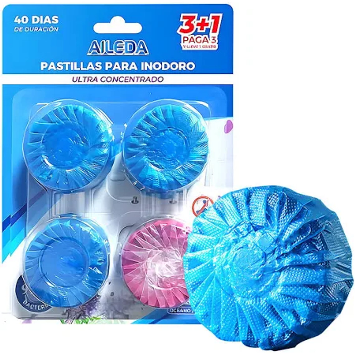 Aromatizante Aileda Baño, Pastilla de estanque pastilla azul 50 g 4 u 1