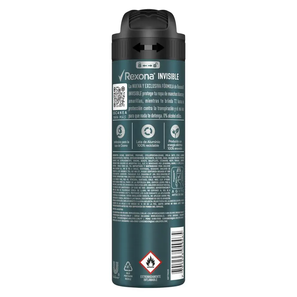 Desodorante en Aerosol Rexona Men Invisible, 150 ml 3