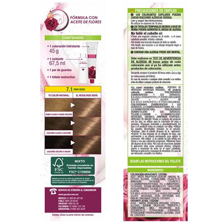 Nutrisse Cor Intensa Garnier 7.1 Rubio Ceniza 4