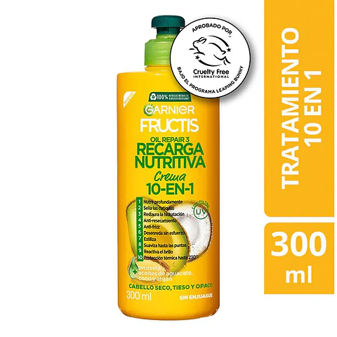 Fructis Crema de Peinar 10en1 Recarga Nutritiva 300ml