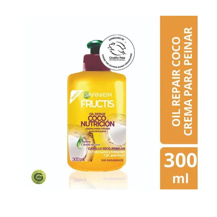 Crema de peinar Fructis Oil repair Liso coco 300ml 1