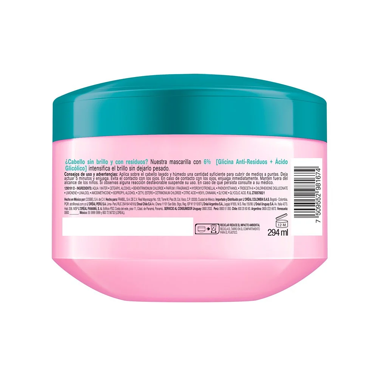 Mascarilla Tratamiento Elvive Brillo Cristal 300ml 2