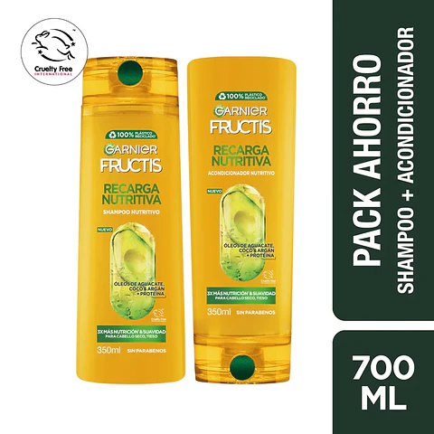 Pack Ahorro Fructis Recarga Nutritiva Shampoo + Acondicionador 350ml