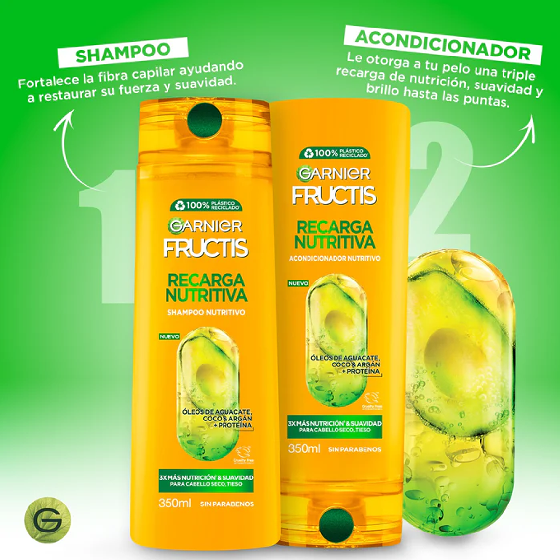 Pack Ahorro Fructis Recarga Nutritiva Shampoo + Acondicionador 350ml 2