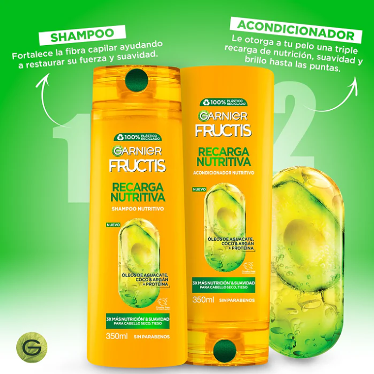 Pack Ahorro Fructis Recarga Nutritiva Shampoo + Acondicionador 350ml 2
