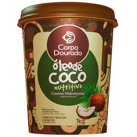 Crema Oleo Coco Nutritiva 1 Kilo 2 en 1 Corpo Dourado