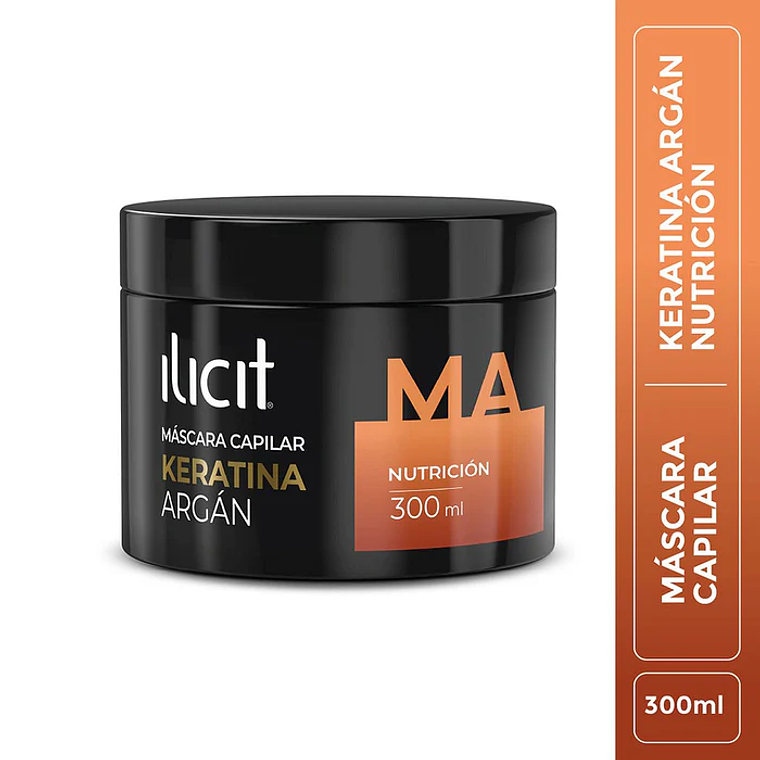 Mascara Capilar Keratina Argan Ilicit 300 ml 1