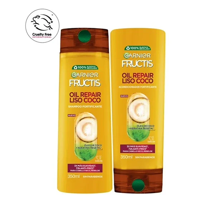 Pack Ahorro Fructis Liso Coco Shampoo + Acondicionador 350ml 1