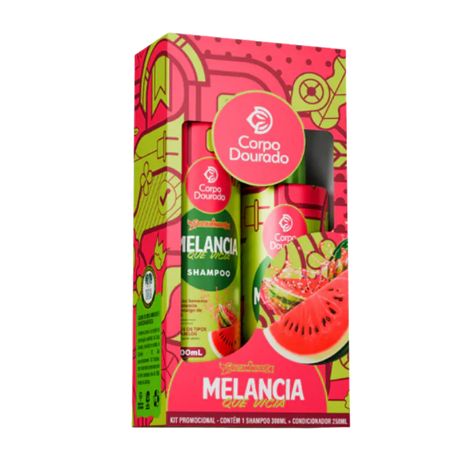 Shampoo y acondicionador Sandia que envicia 300ml+250ml Corpo Dourado 1