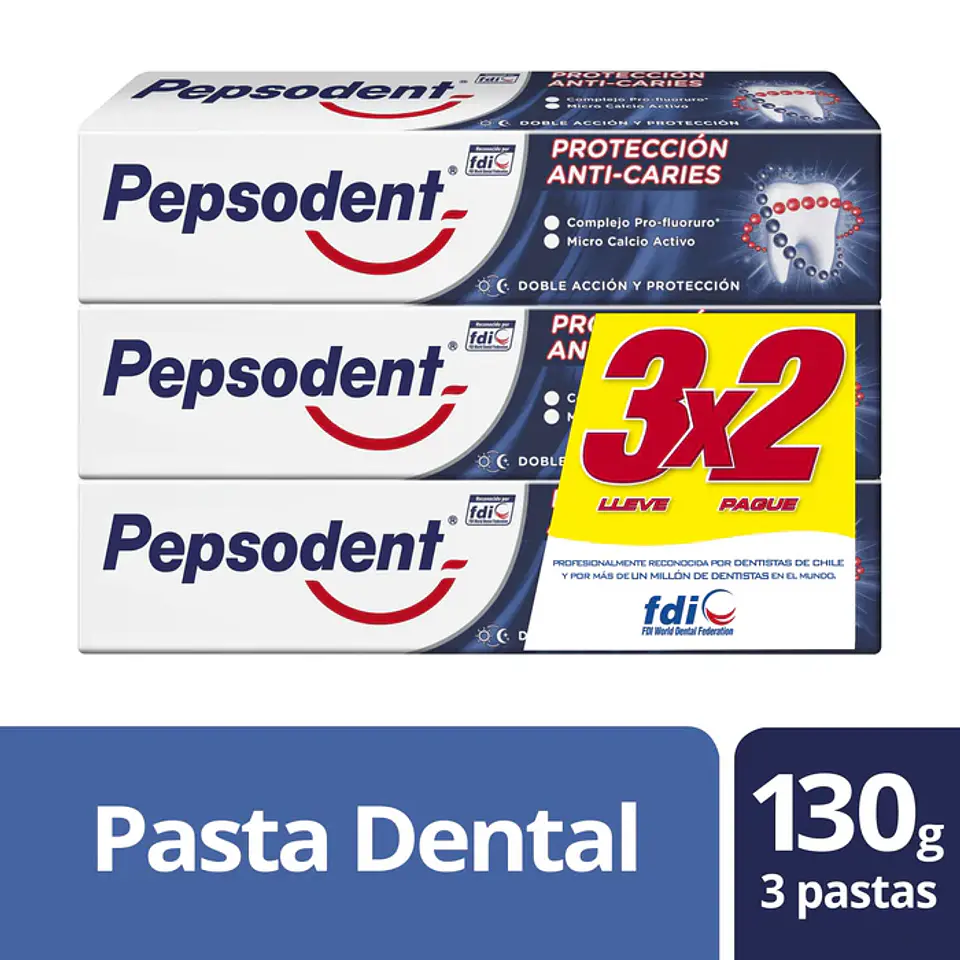 Pasta dental Pepsodent protección anti-caries 3x130gr 1