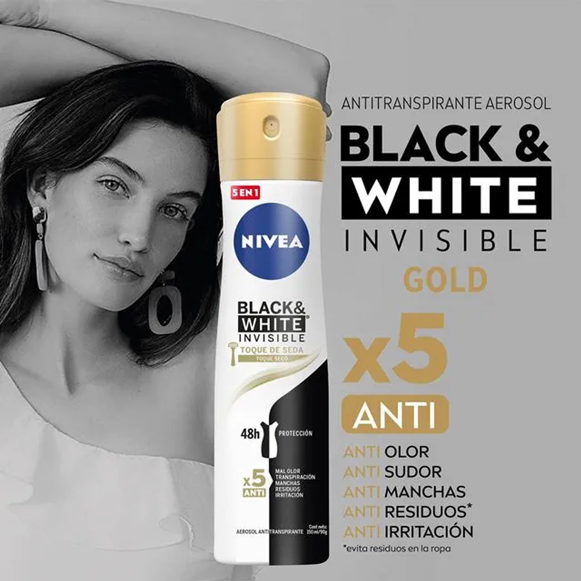 Desodorante spray Nivea B&W Efecto Satin Mujer 150ml 2