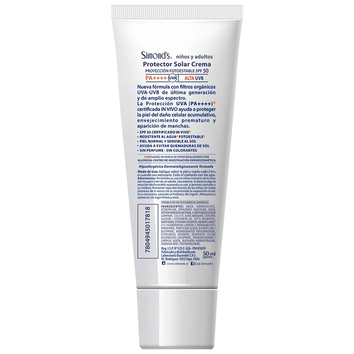 Protector solar Simonds FPS50 pomo 50ml 2