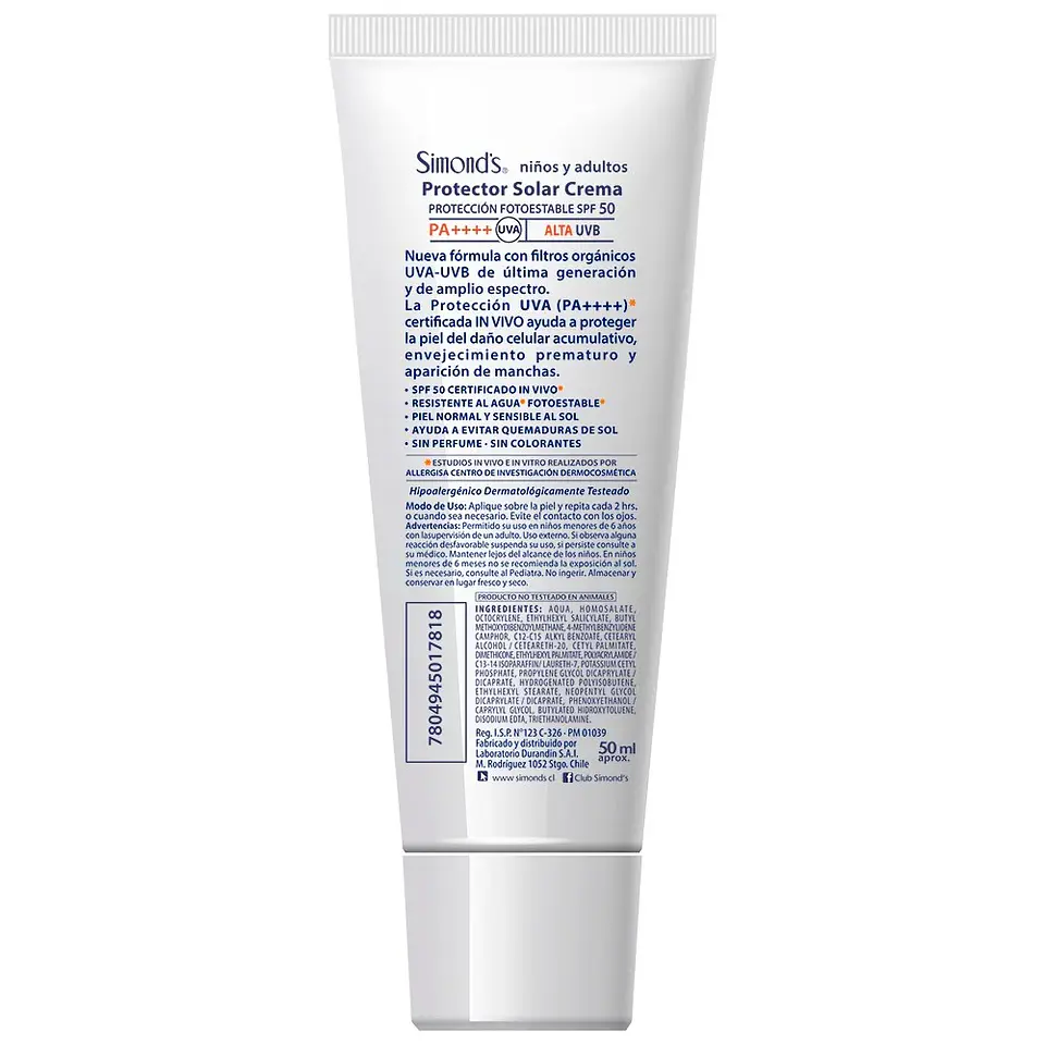 Protector solar Simonds FPS50 pomo 50ml 2