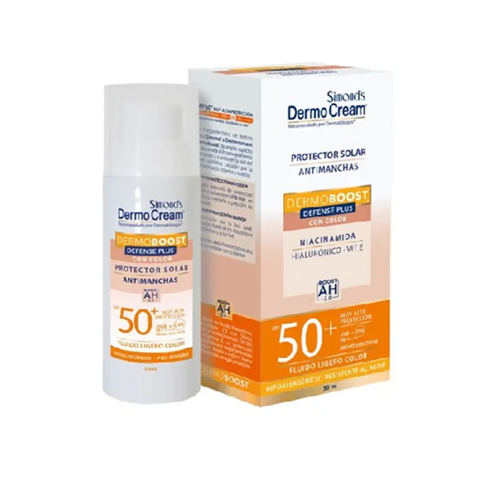 Protector Solar Dermocream Defense Plus con color Spf 50+ Antimanchas 50ml 1