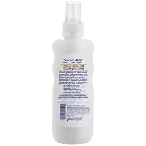 Protector solar spray Simonds sport FPS50 190ml