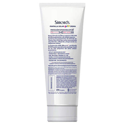 Protector solar Simonds Baby FPS50 pomo 200ml
