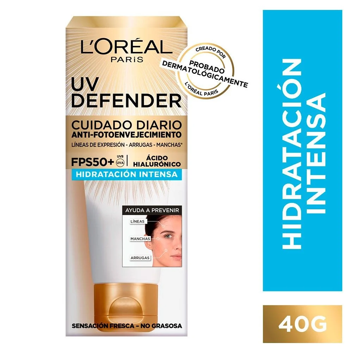 Crema facial Loreal UV Defender FPS 50+ Hidratacion intensa 40gr 1