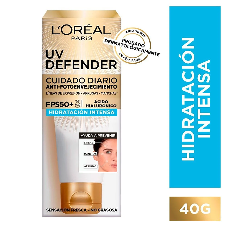 Crema facial Loreal UV Defender FPS 50+ Hidratacion intensa 40gr 1
