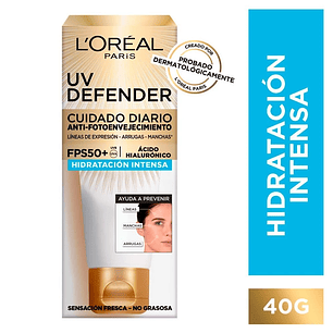 Crema facial Loreal UV Defender FPS 50+ Hidratacion intensa 40gr