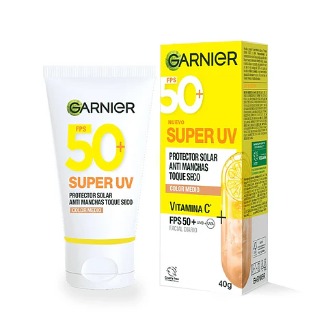 Protector Solar Garnier Super UV Anti Manchas Toque seco color medio 40g
