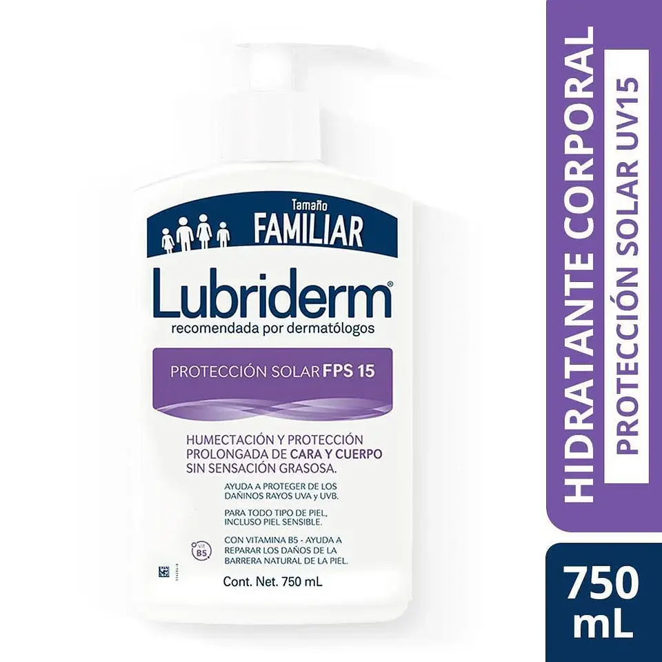 Crema LUBRIDERM Proteccion Solar FPS15 750ml 1