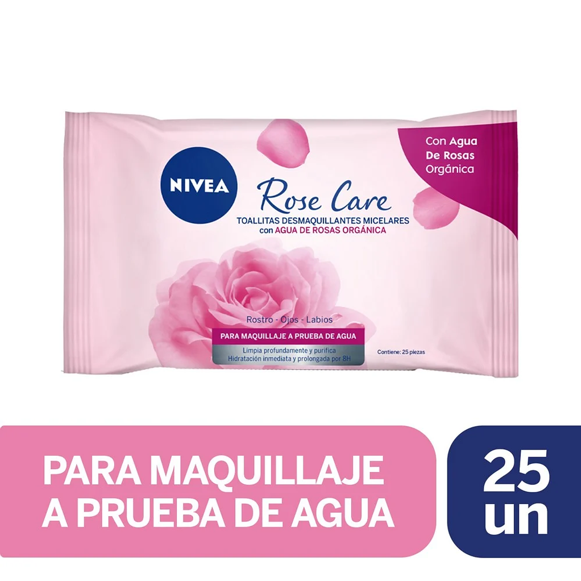 Toallitas desmaquillantes Nivea Rose Care 25 unds 1