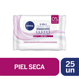 Toallitas desmaquillantes Nivea 3 en 1 Suave 25 unds