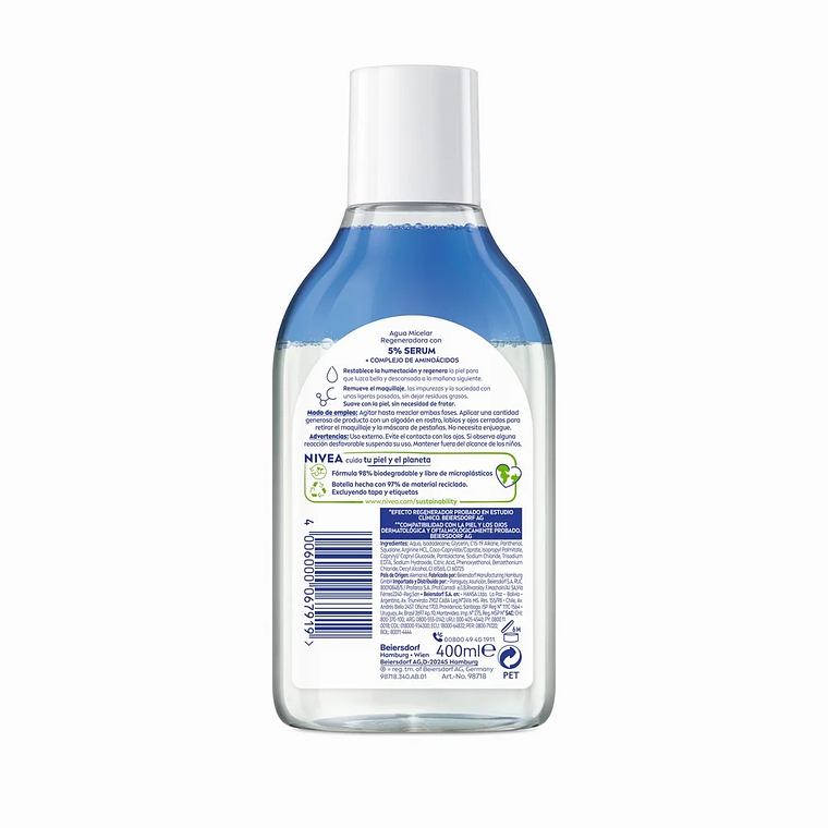 Agua Micelar Bifasica Nivea Regenerdora 400ml 2